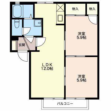サンロイヤル北方A棟(2LDK/2階)の間取り写真