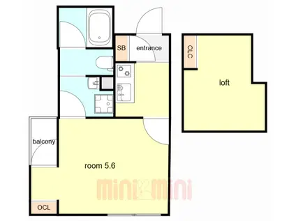 LOULOU今津(1K/3階)の間取り写真