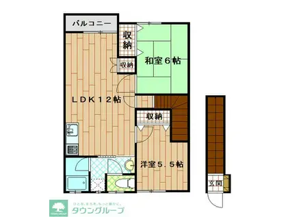 メイン・ヴィライ1ST(2LDK/2階)の間取り写真