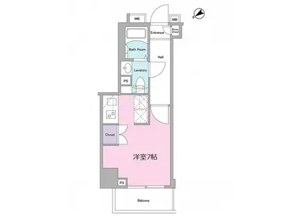 N LOG武蔵小山(ワンルーム/7階)の間取り写真