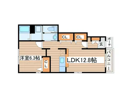 ウェーブ・スクエアI(1LDK/1階)の間取り写真