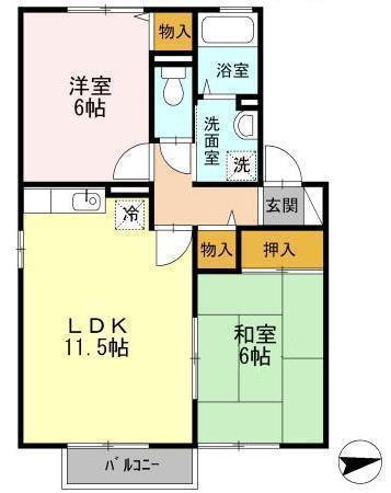 インター池田B(2LDK/1階)の間取り写真