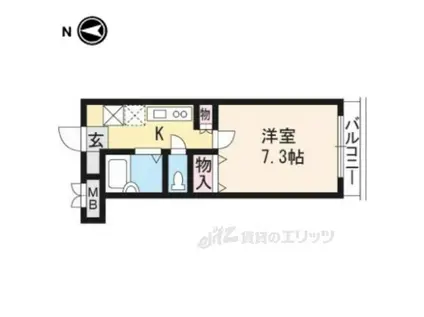 ミーティス衣笠(1K/2階)の間取り写真