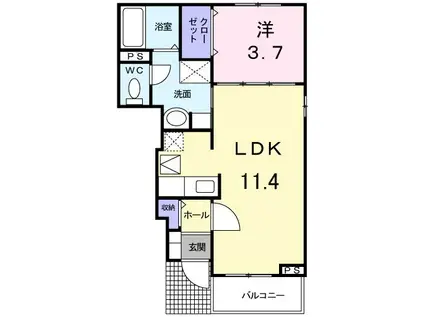 グリシーヌ(1LDK/1階)の間取り写真