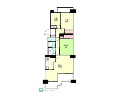 大倉山ハイム6号棟(3LDK/5階)の間取り写真
