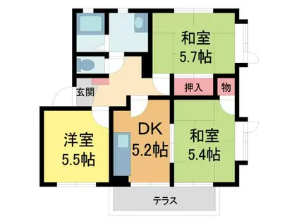 ビュー苦楽園(3K/1階)の間取り写真