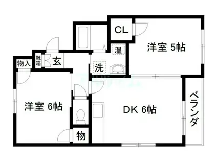 サンハイム(2DK/2階)の間取り写真