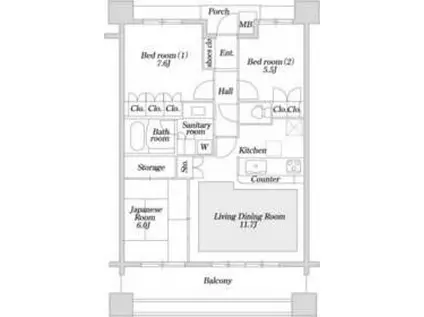 KDX志村坂上レジデンス(3LDK/7階)の間取り写真