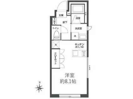 プラティーク森下(1K/4階)の間取り写真