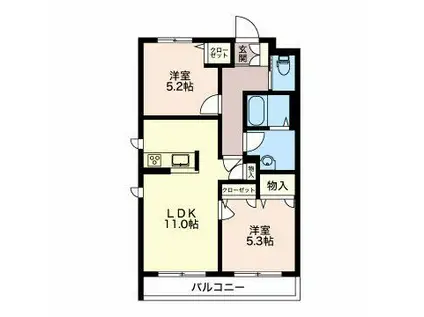 メゾン・ド・リッツ弐番館(2LDK/1階)の間取り写真