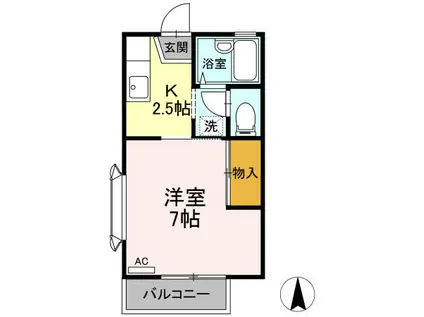 秀光ハウス(1K/1階)の間取り写真