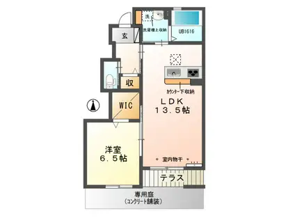 ガーデン・JIN(1LDK/1階)の間取り写真