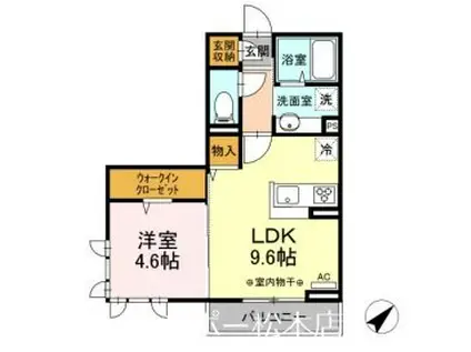 クレール渚 N(1LDK/3階)の間取り写真