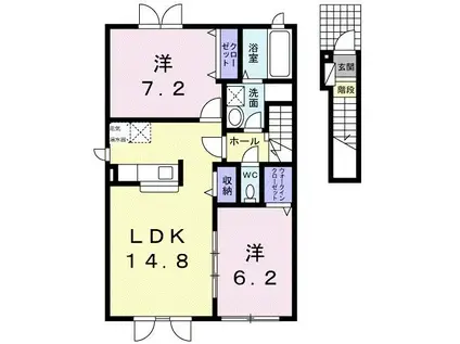 チェリーハイツII(2LDK/2階)の間取り写真