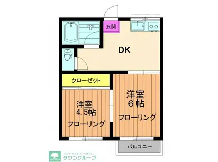 小金井ハイツ(2DK/1階)の間取り写真