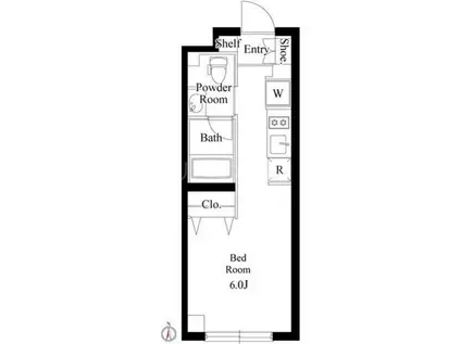 ミリアレジデンス品川中延(ワンルーム/2階)の間取り写真