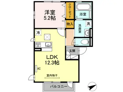 メゾンクレール(1LDK/1階)の間取り写真