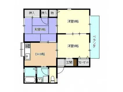 セジュール野北A棟(3DK/1階)の間取り写真