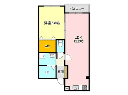 南海高野線 大阪狭山市駅 徒歩5分 4階建 築1年(1LDK/2階)の間取り写真