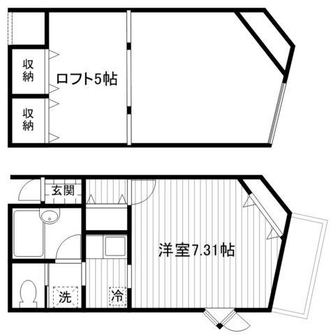 パレス相模大野(1K/1階)の間取り写真