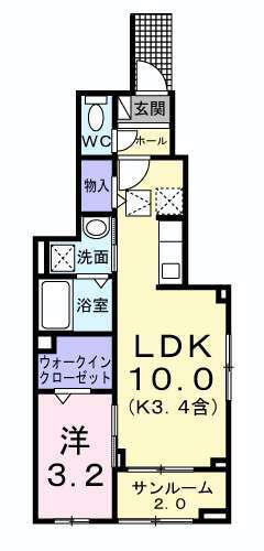 ル・ソレイユ(1LDK/1階)の間取り写真