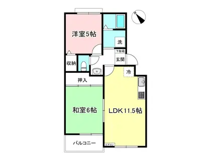 オーソネタウンハウス伍番館(2LDK/3階)の間取り写真