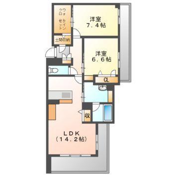 クロムノワール(2LDK/2階)の間取り写真