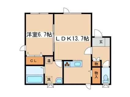 ドレモつくし(1LDK/1階)の間取り写真