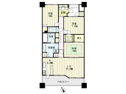 リッツレジデンシャル(3LDK/7階)の間取り写真