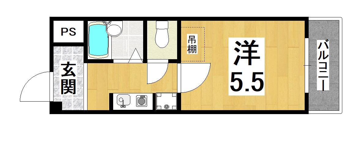 クリスタルカーサII(1K/3階)の間取り写真