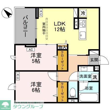 NOBLE VILLA浦和美園(2LDK/2階)の間取り写真