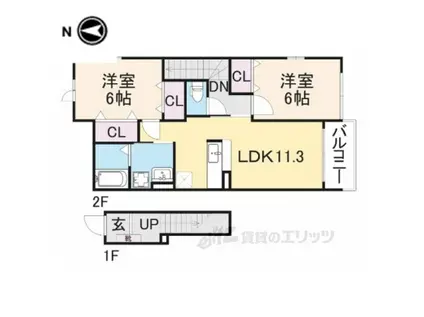 エスペランサ1(2LDK/2階)の間取り写真