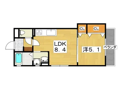 クリエオーレ桜園 II(1LDK/2階)の間取り写真