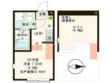 クレスト小岩(1K/1階)の間取り写真