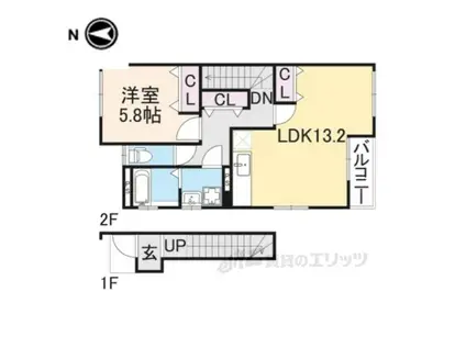 ピュアティハイム サウス(1LDK/2階)の間取り写真