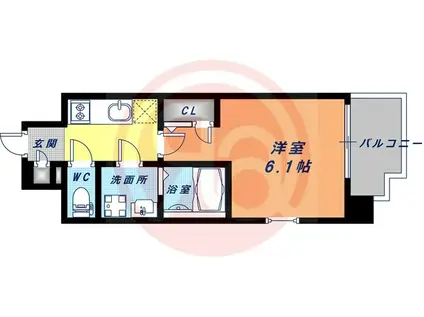 エスリード天王寺町北(1K/5階)の間取り写真