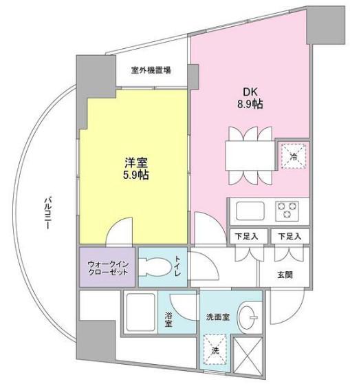 プレディアスタイル横濱沢渡(1DK/6階)の間取り写真