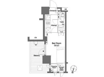 パークキューブ笹塚(1K/11階)の間取り写真