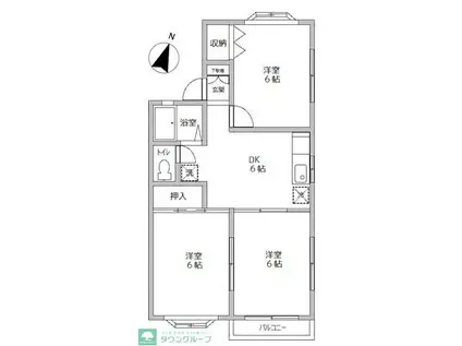 サンコートD(3DK/1階)の間取り写真