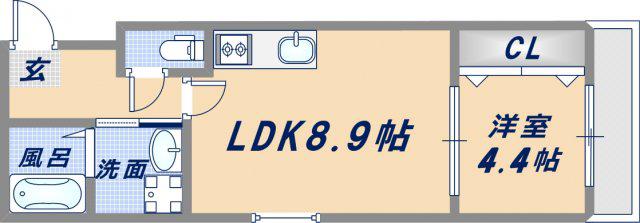 ビューティーセゾンK(1LDK/2階)の間取り写真