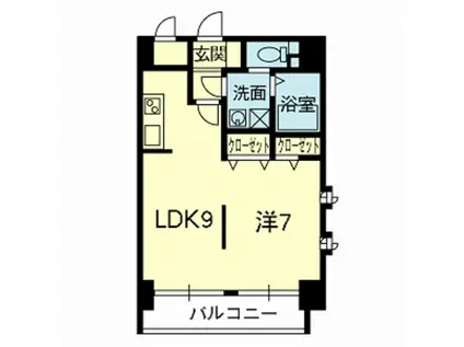 EMYU新町(1LDK/8階)の間取り写真