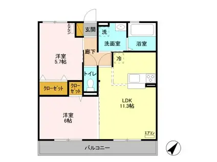 セジュール富久(2LDK/3階)の間取り写真