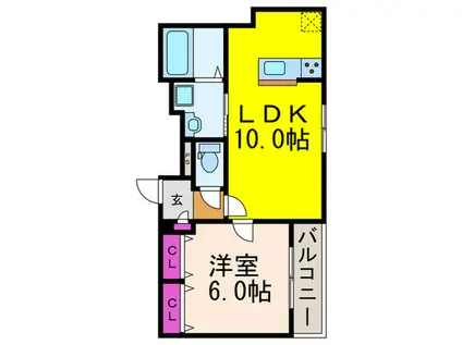 アモール高槻(1LDK/3階)の間取り写真