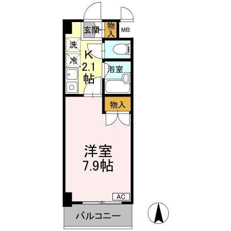 ヴァンテアン清水(1K/2階)の間取り写真