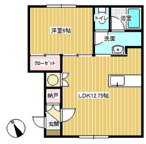 PIECE(1LDK/2階)の間取り写真