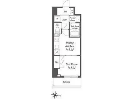 アルファプライム東陽町(1DK/4階)の間取り写真
