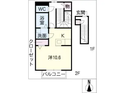 リベルテ(ワンルーム/2階)の間取り写真