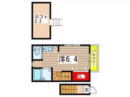 ヒロ・小岩(ワンルーム/2階)の間取り写真