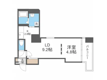 札幌中央レジデンス(1LDK/6階)の間取り写真