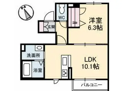 シトロニエ(1LDK/1階)の間取り写真